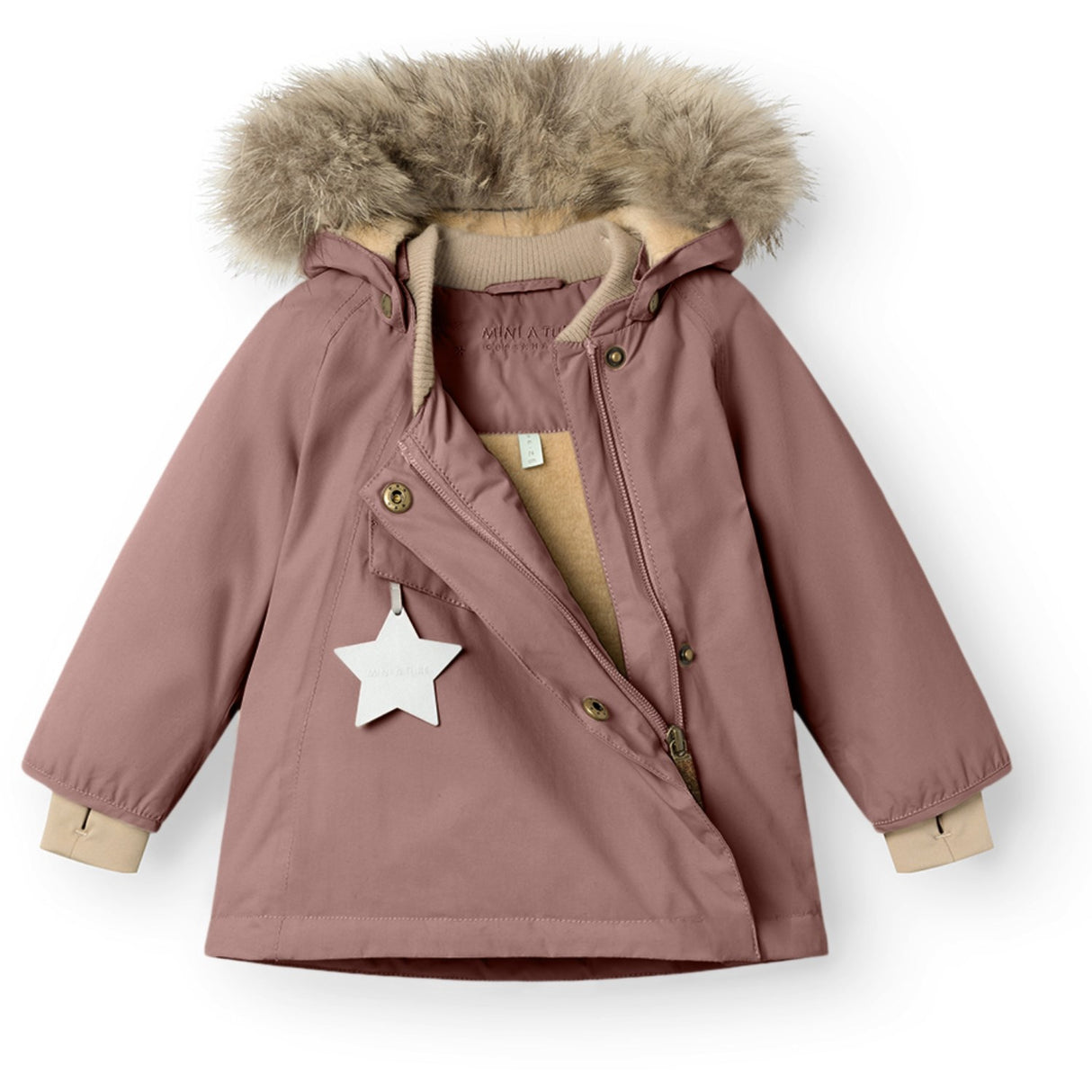 Mini A ture Light plum Wang Fleece Vinterjakke m. Pels