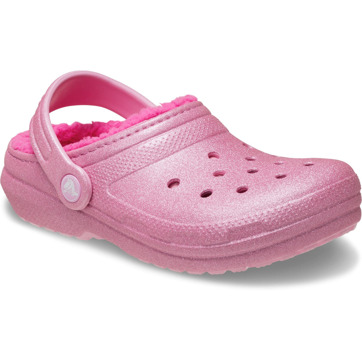 Crocs Pink Tweed Classic Lined Glitter Clog