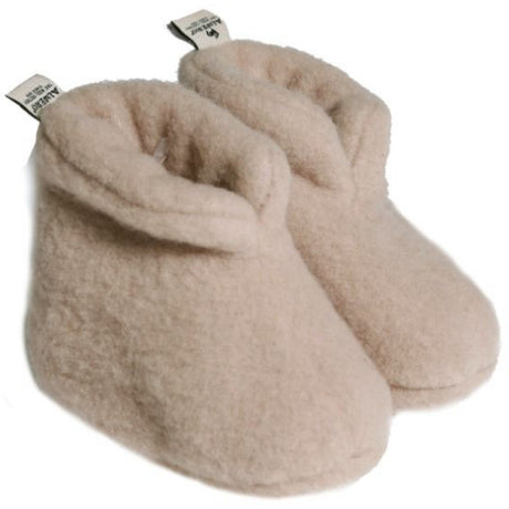 Alwero Beige newborn slippers virgin wool