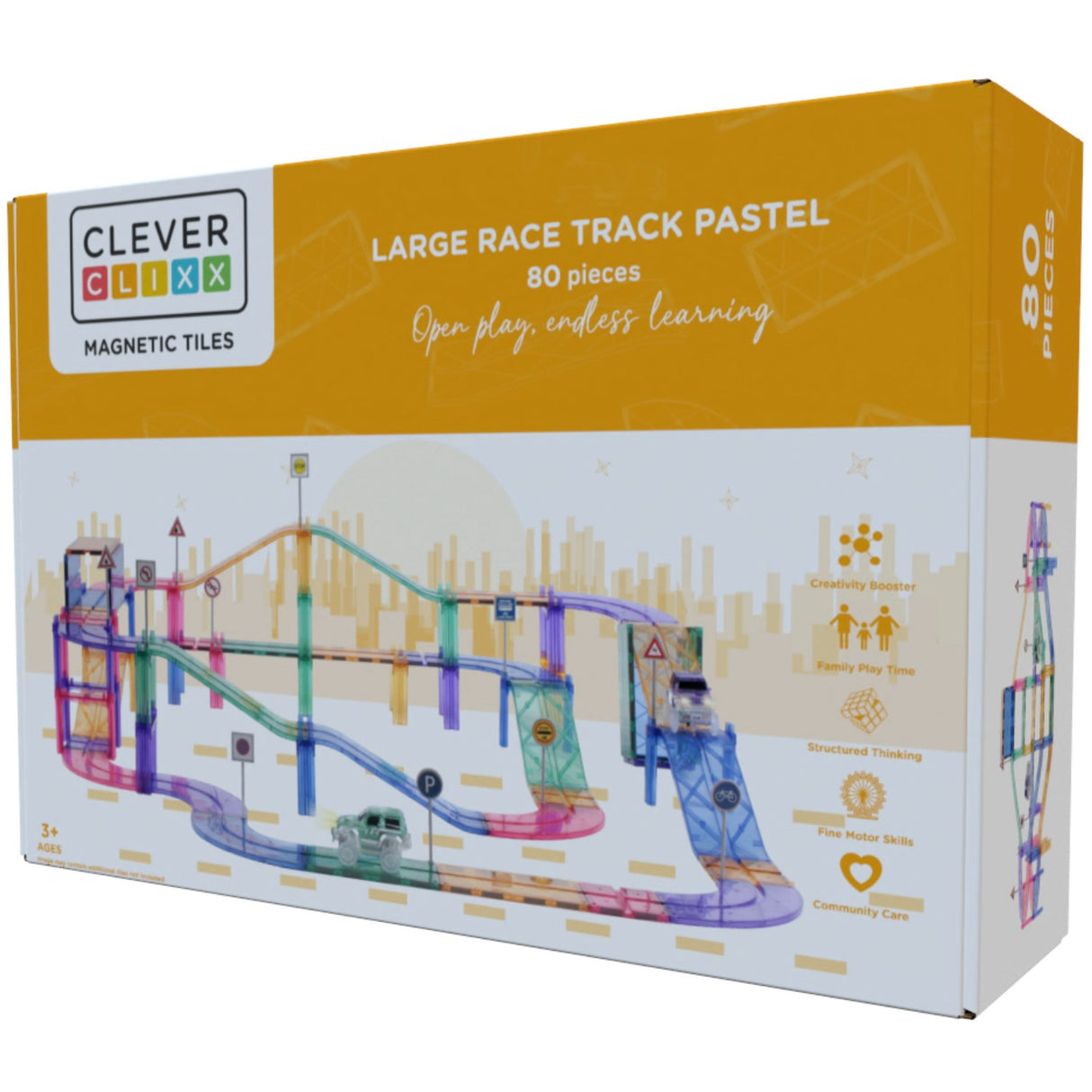 Cleverclixx Pastel Stor Racerbane Pastell | 80 brikker