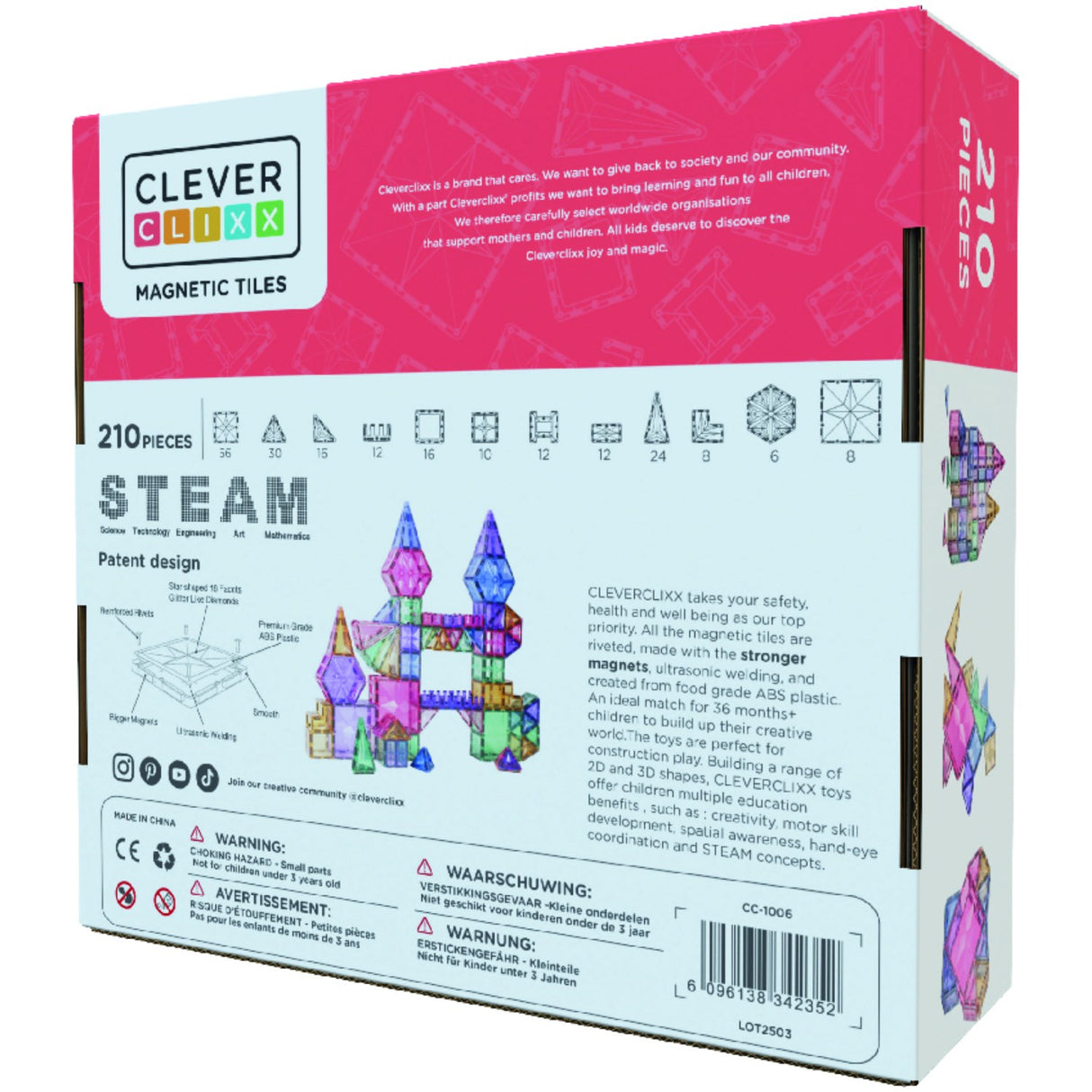 Cleverclixx Pastell Mega Creative Pack Pastell 210 brikker