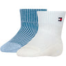 Tommy Hilfiger Light Blue Baby Sokker 2-pakning Fold Over Rib