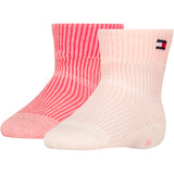 Tommy Hilfiger Soft Pink Baby Sokker 2-pakning Fold Over Rib