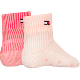 Tommy Hilfiger Soft Pink Baby Sokker 2-pakning Fold Over Rib