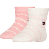 Tommy Hilfiger Soft Pink Baby Sokker 2-Pakning Breton Stripe