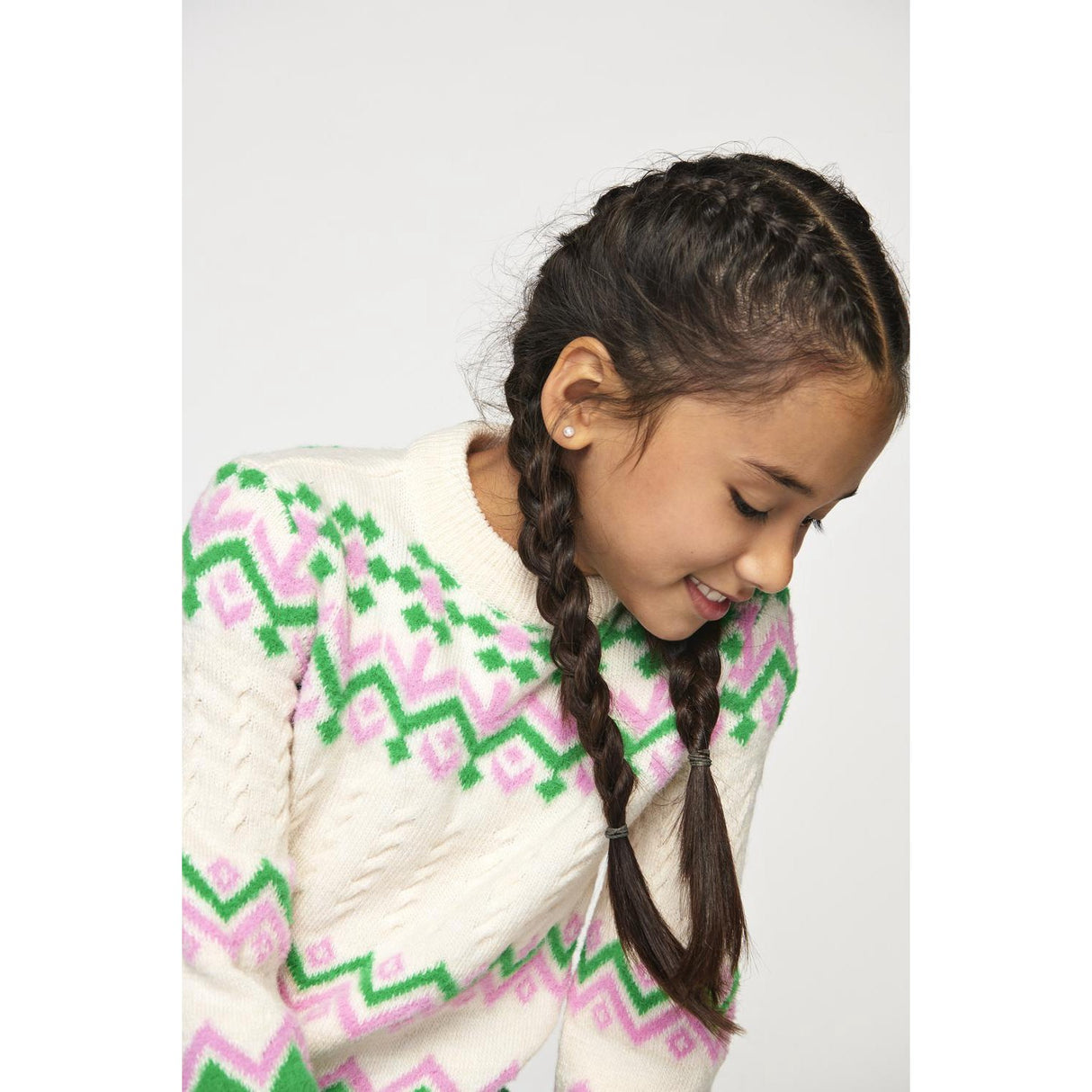 kids ONLY Cloud Dancer Bonbon/Island Green Annabelle Pullover Strikk