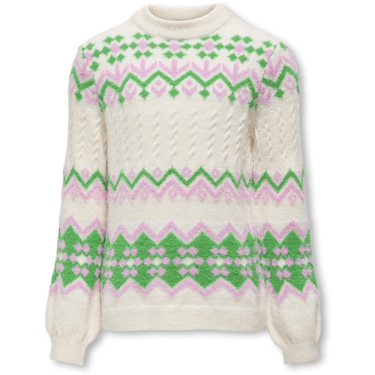 kids ONLY Cloud Dancer Bonbon/Island Green Annabelle Pullover Strikk