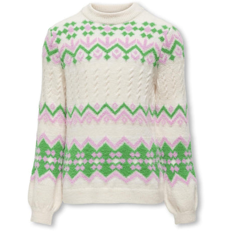 kids ONLY Cloud Dancer Bonbon/Island Green Annabelle Pullover Strikk