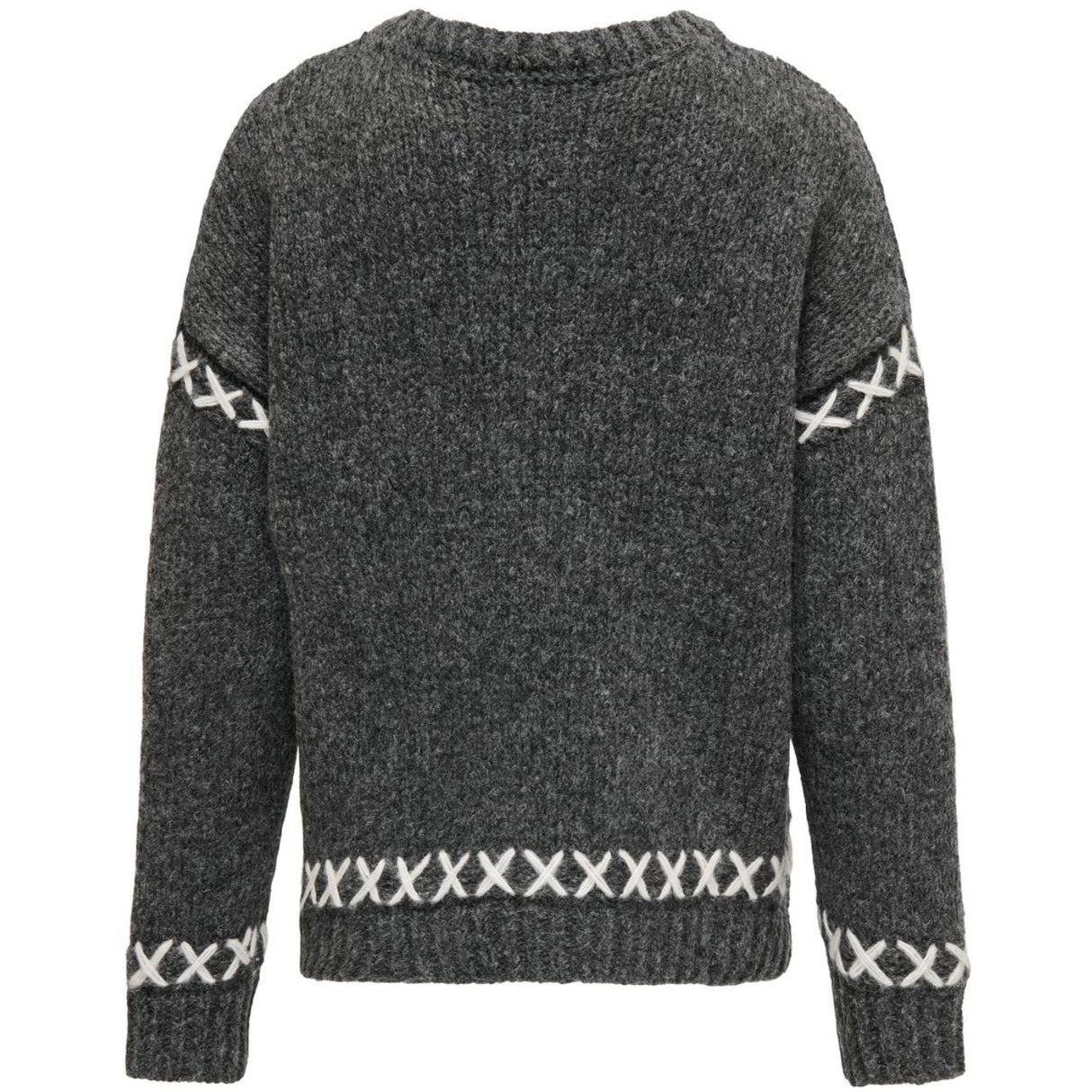 kids ONLY Dark Grey Melange Amanda Life O-Neck Detail Strikket Bluse