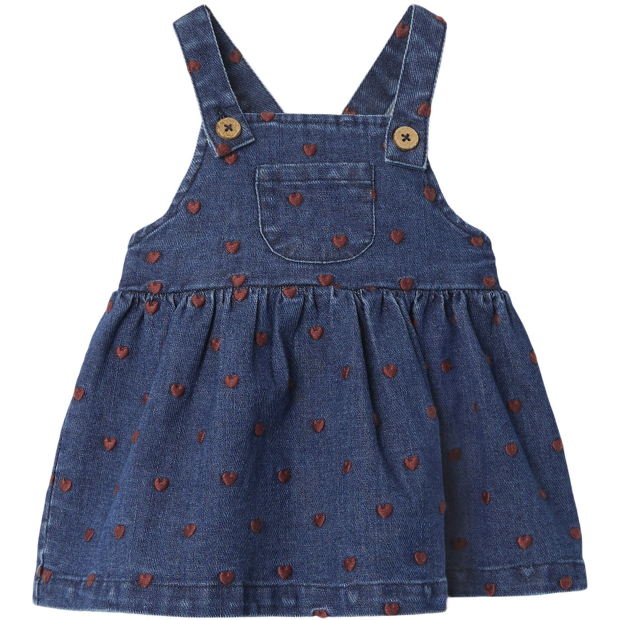 Lil'Atelier Dark Blue Denim Heart Embroidery Liva Loose Denim Skirtall