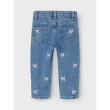 Name It Medium Blue Denim Bows Bella Mom Embroidery Jeans Noos