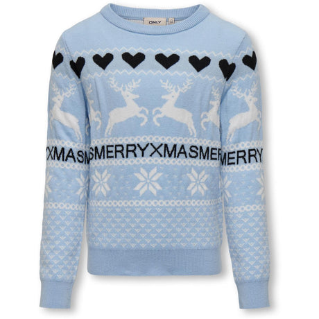 kids ONLY Cashmere Blue Medium Blue Merry Xmas Knit Bluse