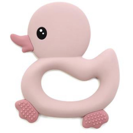 Magni Teether with duck and with tactile pattern, pink