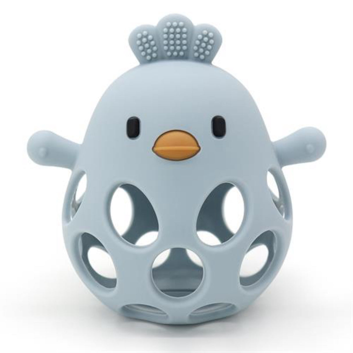 Magni Teether ball with duckling in LFGB silicone, blue