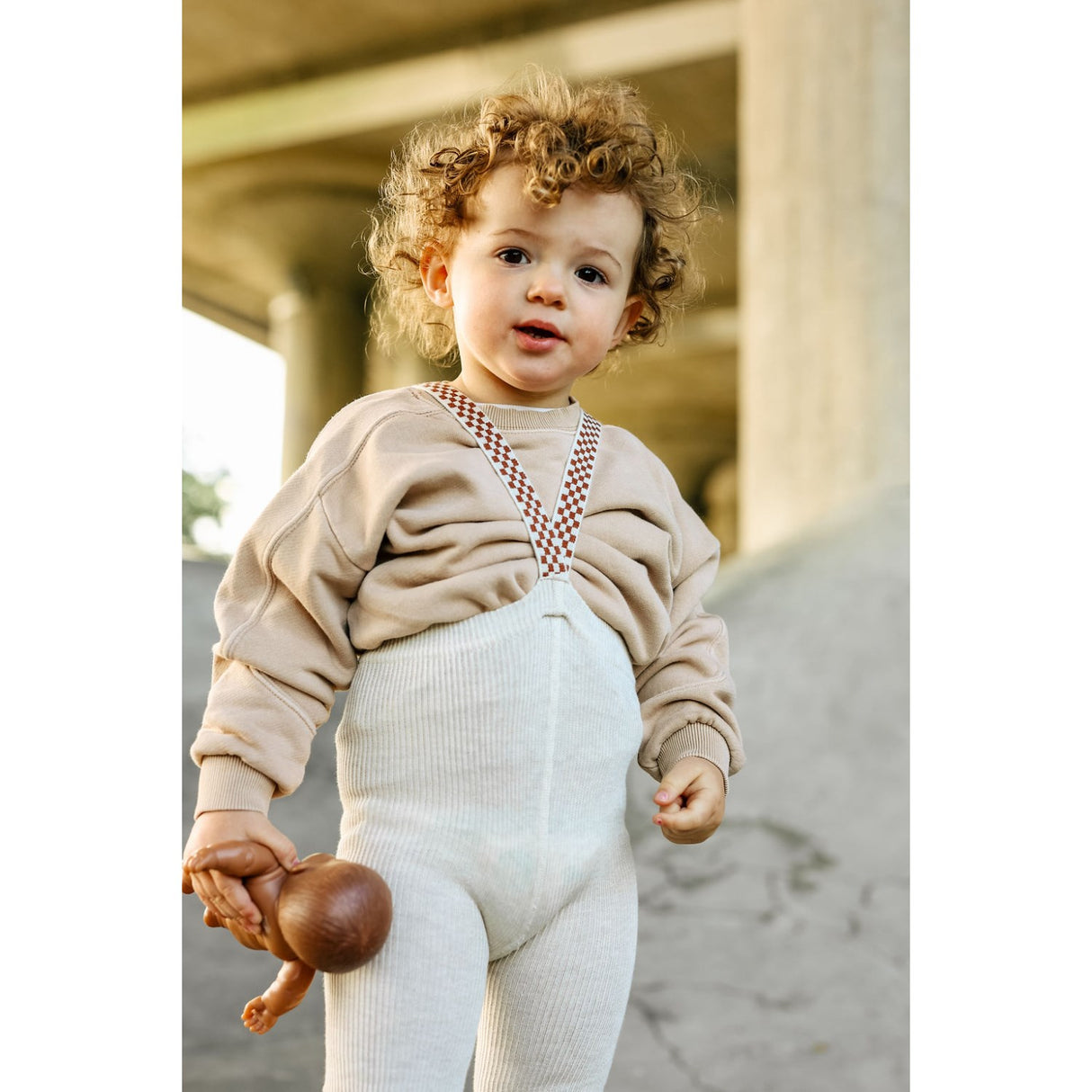 Silly Silas Cream Blend Checked Footless Leggings