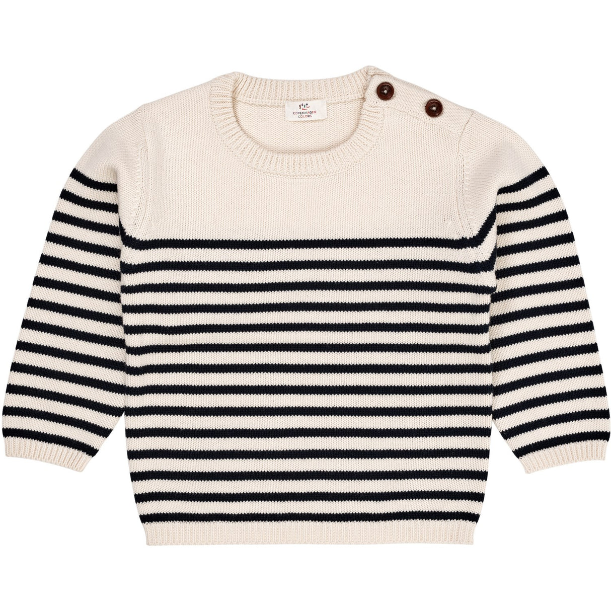 Copenhagen Colors Cream Navy Combi Strikket Striped Sailor Sweater