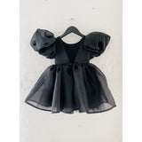 Dolly by Le Petit Tom Black Dolly World V-Back Puff Sleeve Organza Tutu Kjole