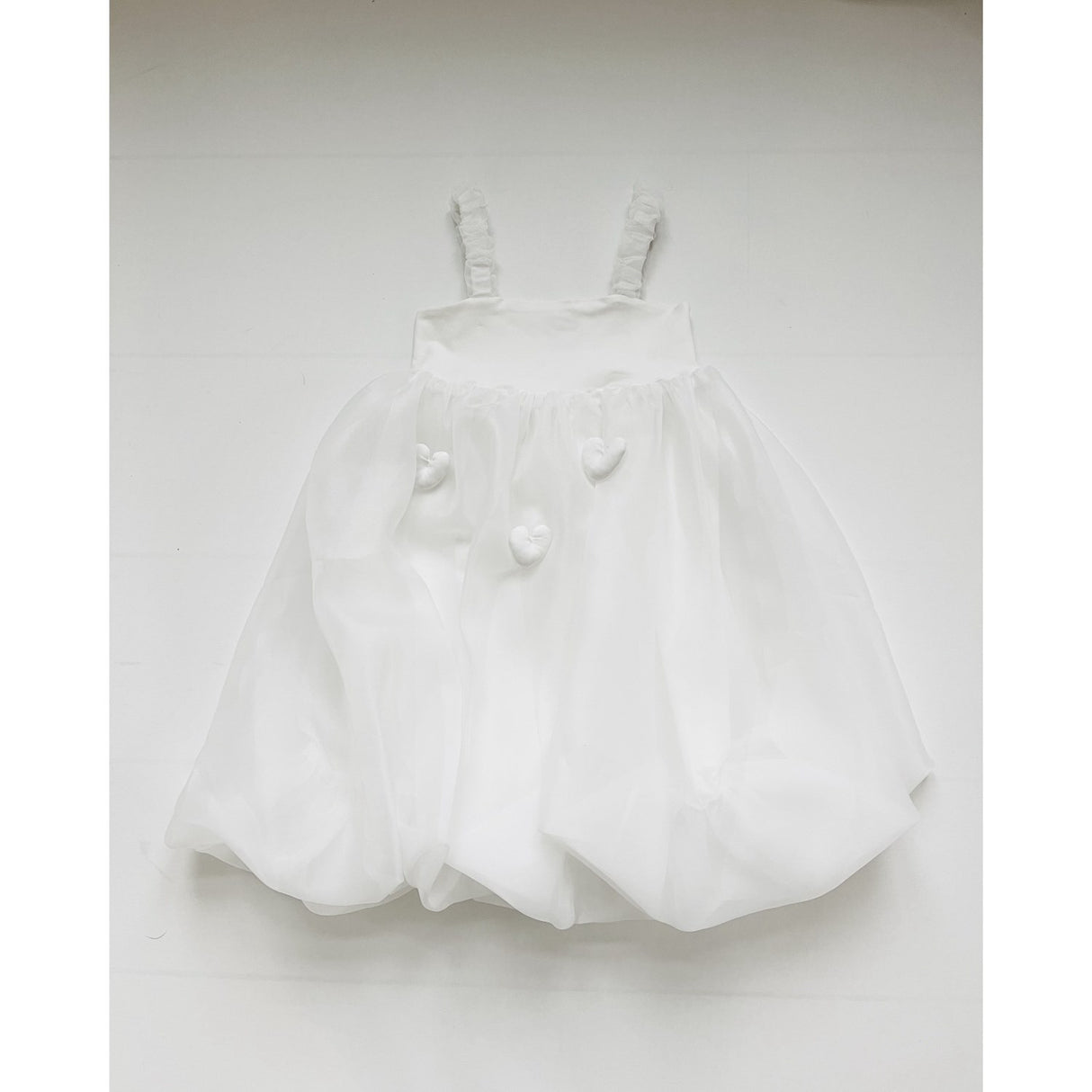 Dolly by Le Petit Tom White Dolly World Heart Balloon Organza Kjole