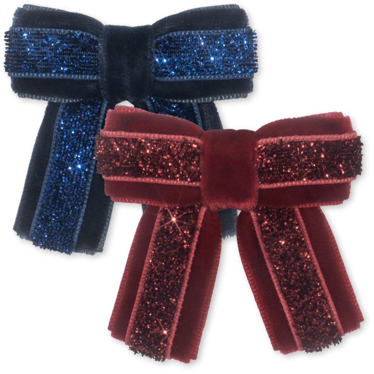 Konges Sløjd Red/Navy 4 Pack Velvet Bow Hair Clips