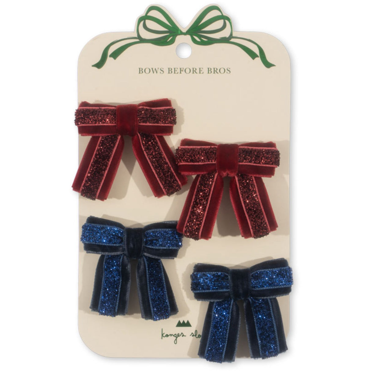 Konges Sløjd Red/Navy 4 Pack Velvet Bow Hair Clips