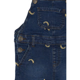 THE NEW Siblings Medium Blue Denim Embroidery Otis Short Denim Dungarees