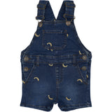 THE NEW Siblings Medium Blue Denim Embroidery Otis Short Denim Dungarees