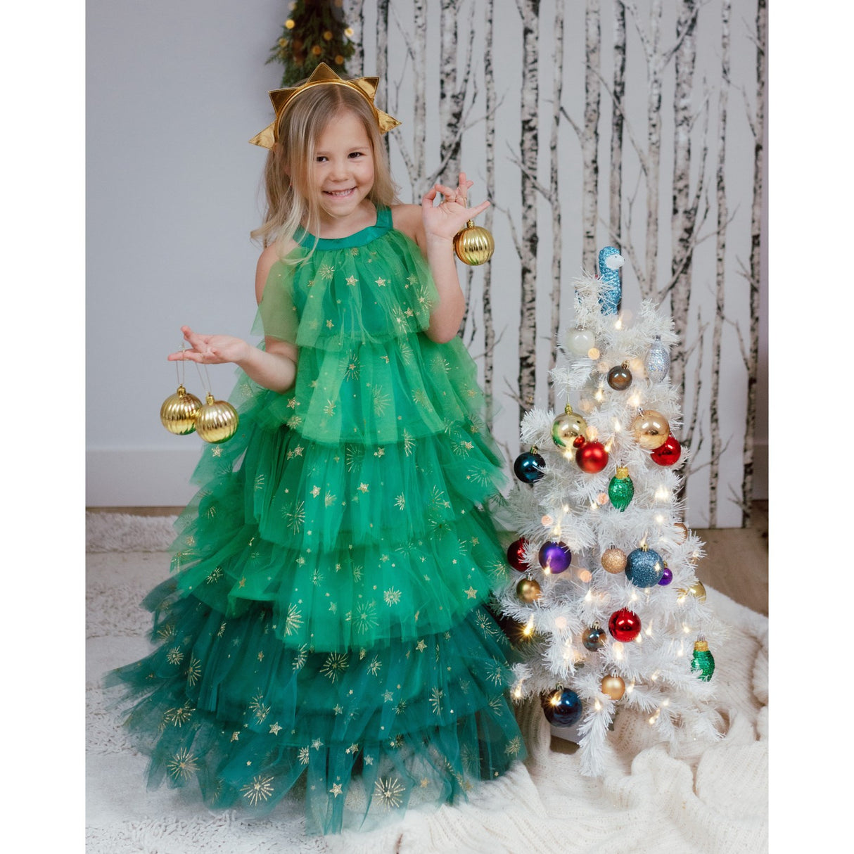 Great Pretenders  Christmas Tree Dress with Headpiece, SIZE US 3-4