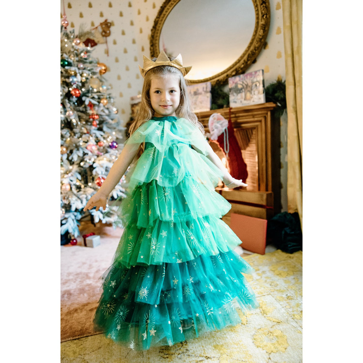 Great Pretenders  Christmas Tree Dress with Headpiece, SIZE US 3-4