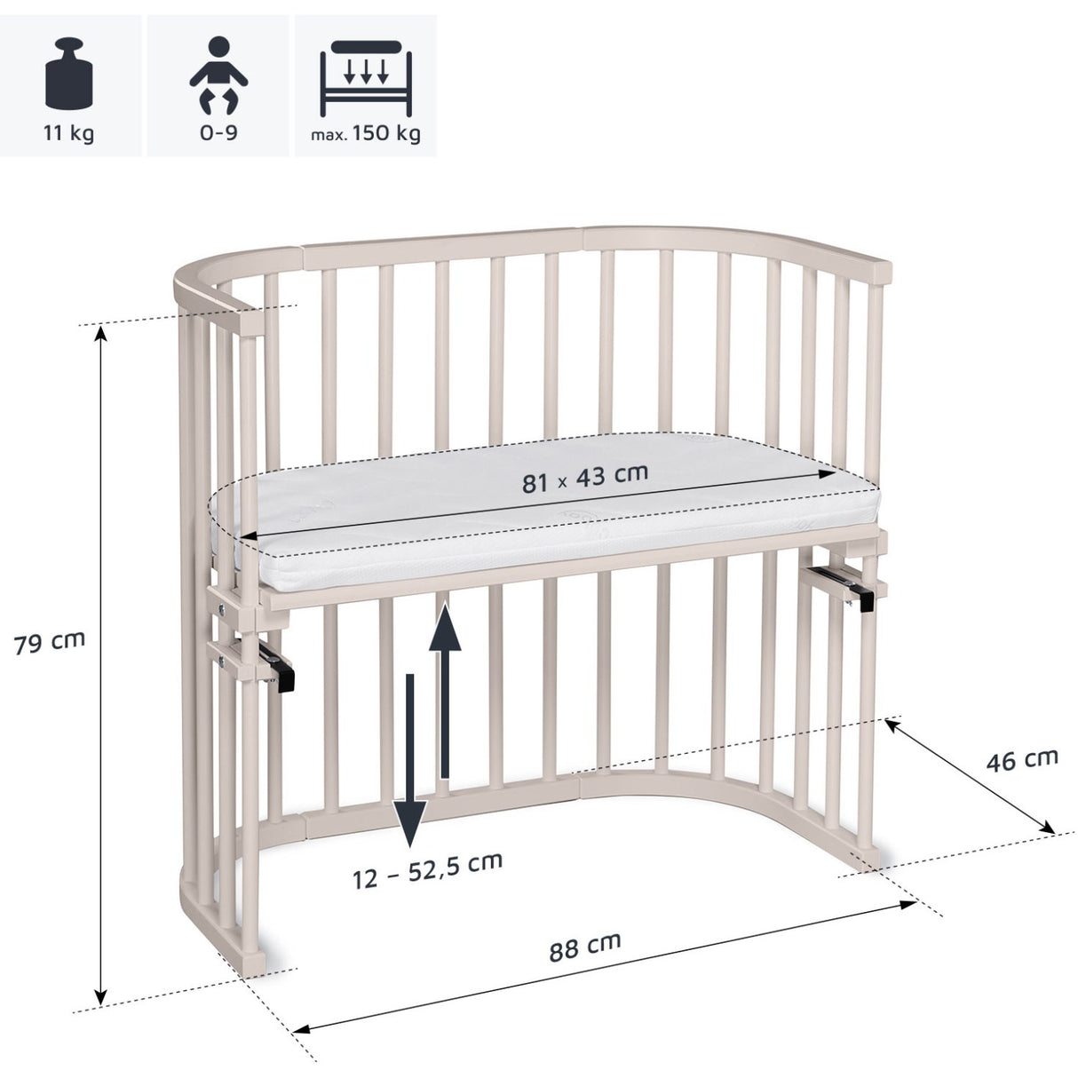 babybay® Beige Varnished Original Co-Sleeper