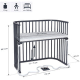 babybay® Grey Varnished Boxspring Xxl Co-Sleeper