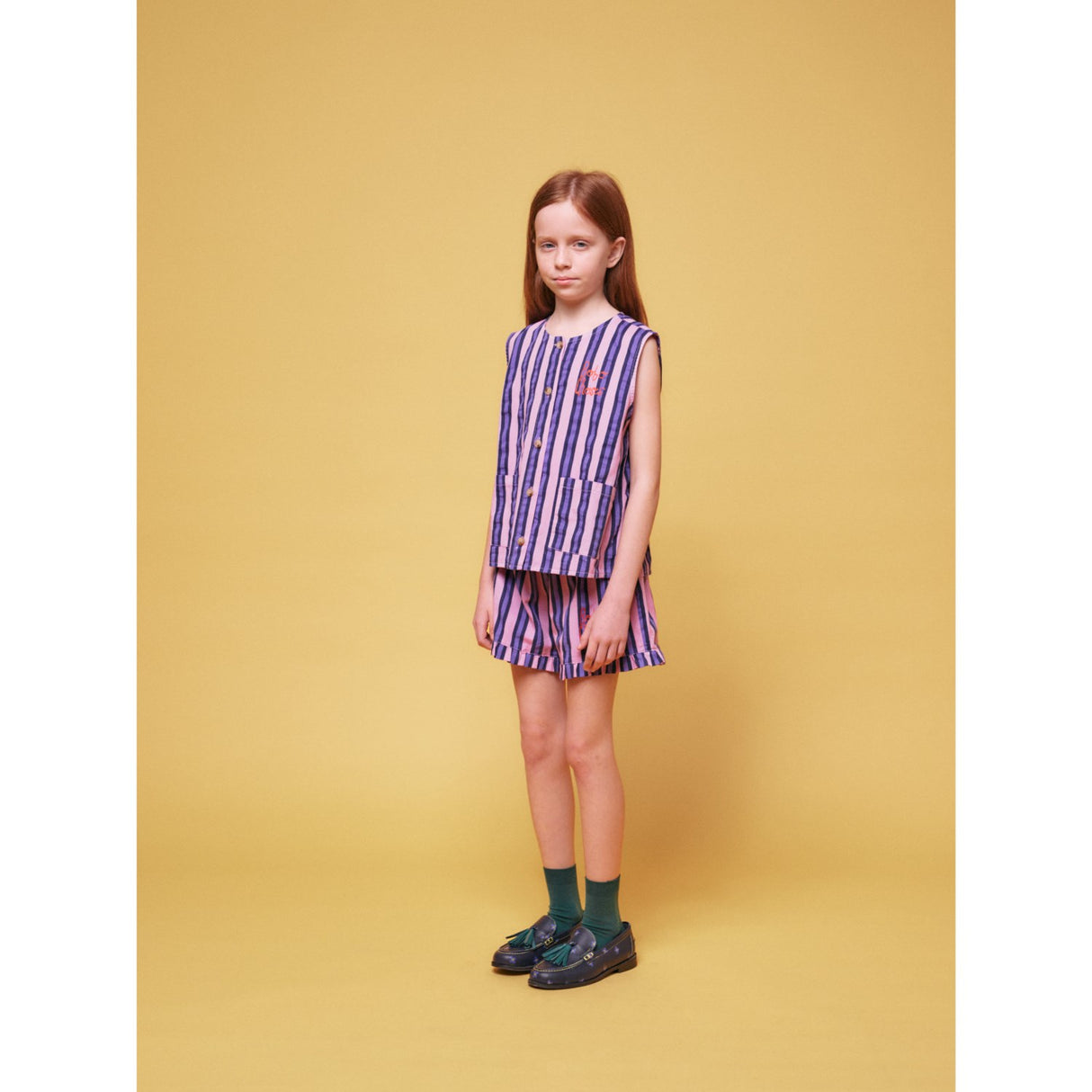 Bobo Choses Pink Stripes All Over Ruffle Shorts