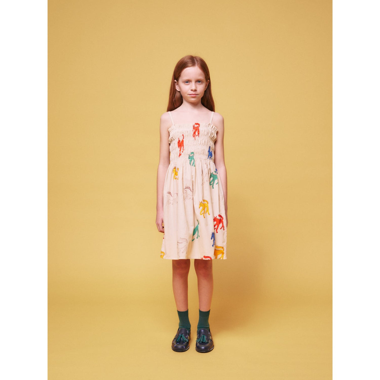 Bobo Choses Beige Wonder Horses All Over Sleevless Strap Dress