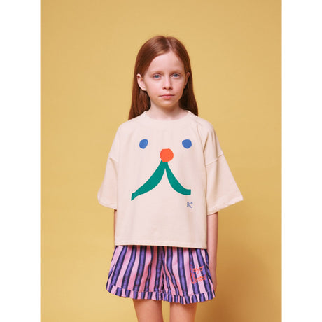 Bobo Choses Beige Funny Face Short Sleeve Collegegenser