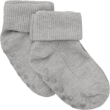 Minymo Light Grey Melange Baby Rib Sock 2-Pack