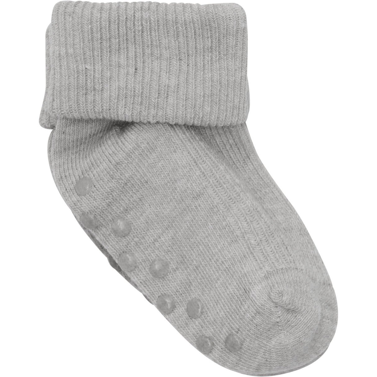 Minymo Light Grey Melange Baby Rib Sock 2-Pack