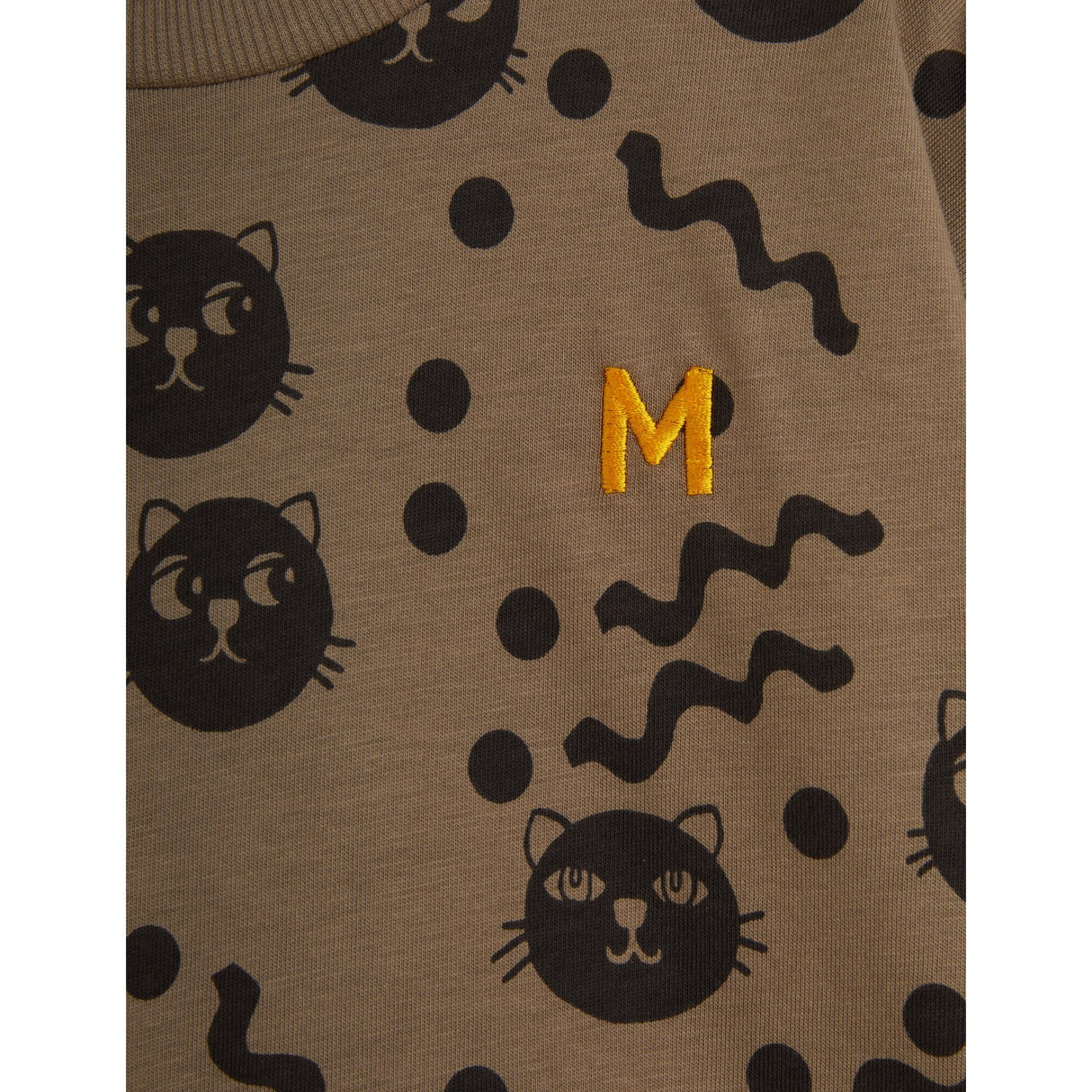 Mini Rodini Brown Squiggly Cats AOP Bluse