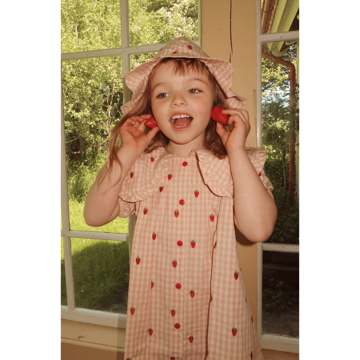 Flöss Pink Berry Gingham Dolly Kjole