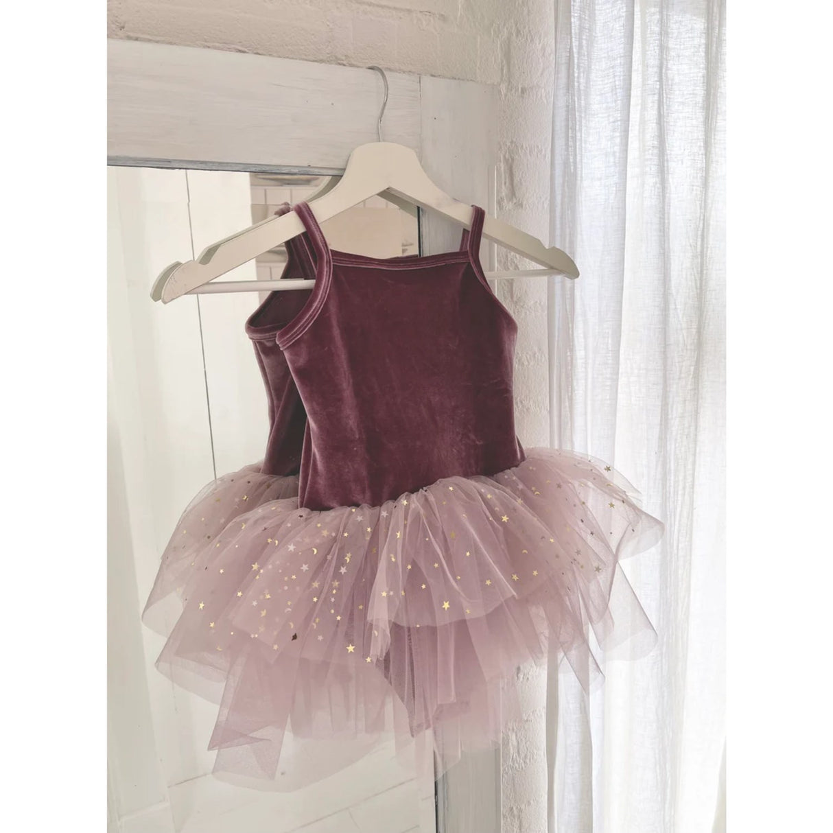 Dolly by Le Petit Tom Velvet Leotard With Tulle Tutu Kjole Dusty Violet