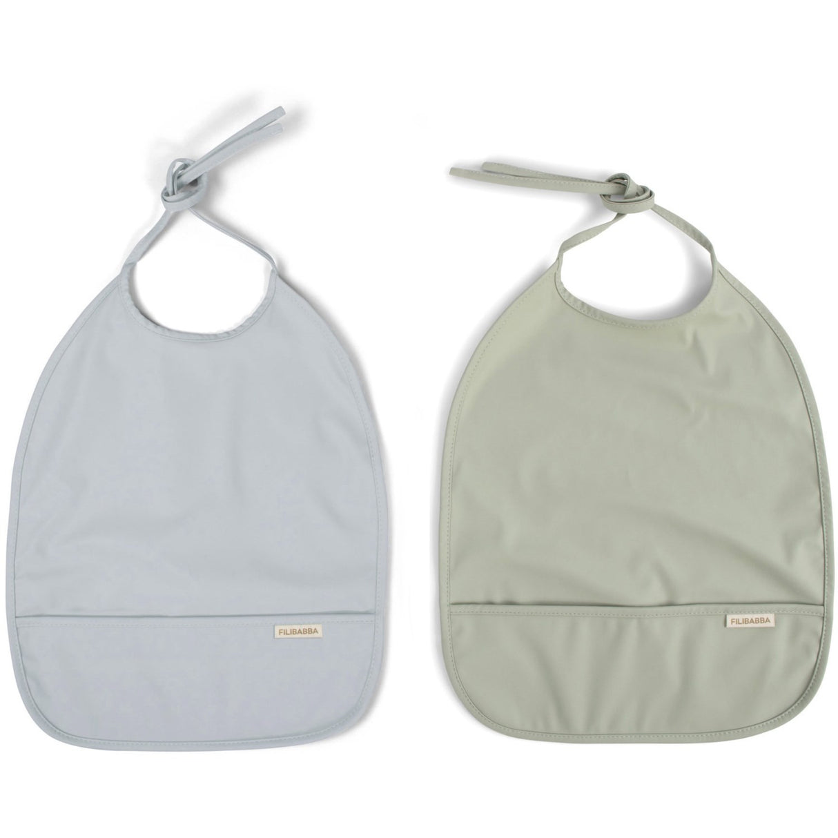 FILIBABBA Bib med slips 2-pack Pearl Blue/Desert Sage