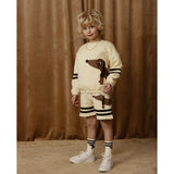 Mini Rodini Beige Dog Sp Stripes Sweatshorts