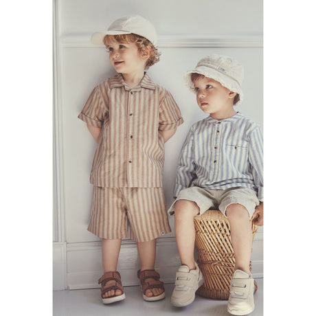 Huttelihut Irish Cream Bøttehatt Lin Denim