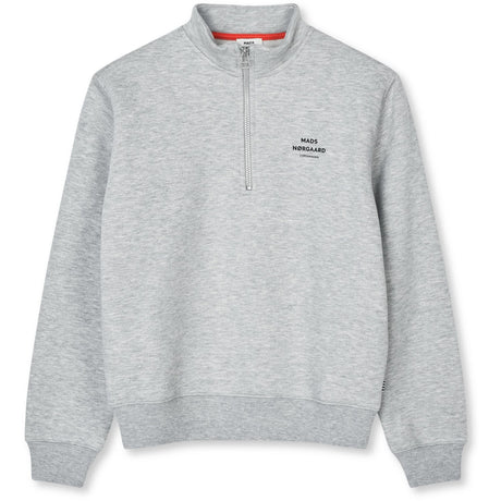 Mads Nørgaard Grey Melange Mix Sweat Crewie Half Zip Sweatshirt