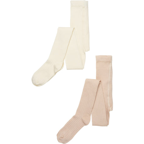 Minymo Off white Stocking - rib (2-Pakning)