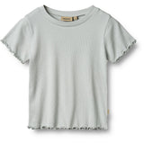 Wheat Soft Blue Rib T-Skjorte S/S Irene
