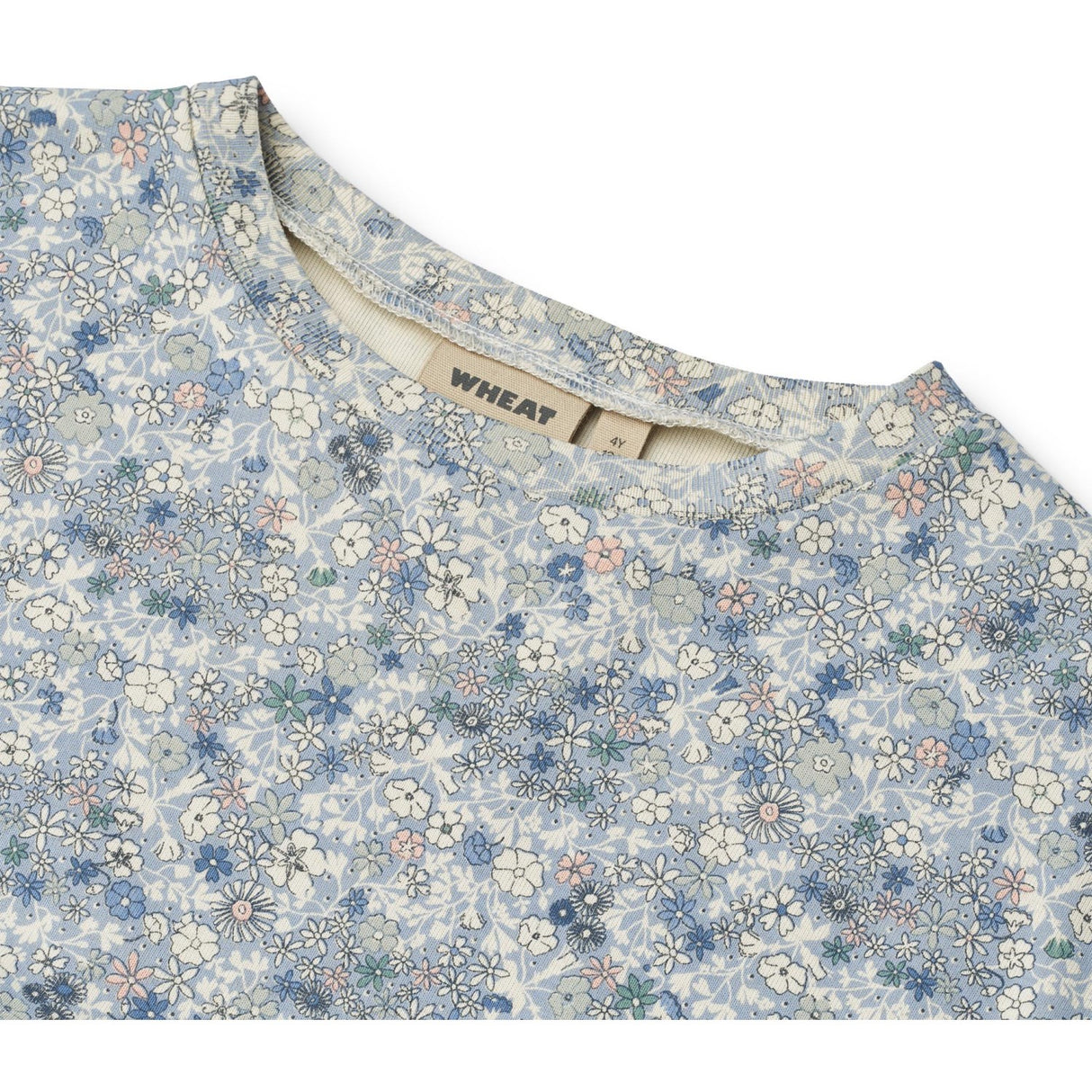 Wheat Blue Summer Flowers Jersey Kjole S/S Emilie