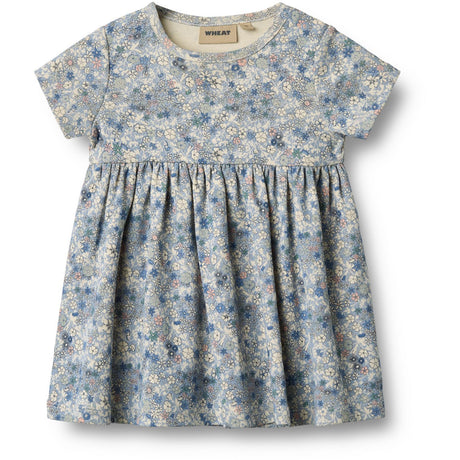 Wheat Blue Summer Flowers Jersey Kjole S/S Nova