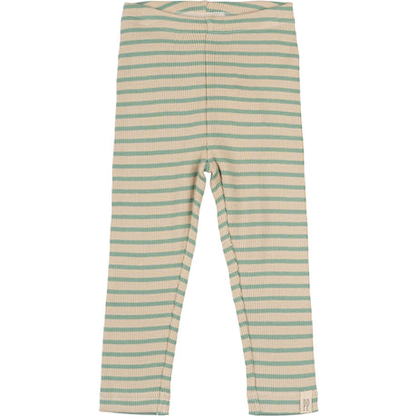 Petit Piao Granite Green/Dark Off White Leggings Modal Striped