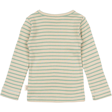 Petit Piao Granite Green/Dark Off White Bluse Modal Striped