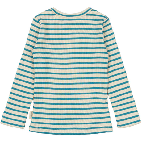 Petit Piao Turquise /Dark Off White Bluse Modal Striped
