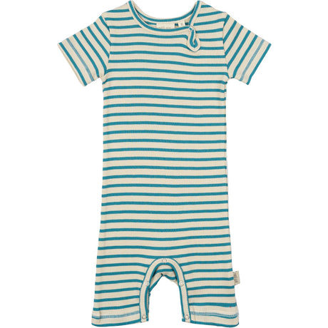 Petit Piao Turquise /Dark Off White Sommerdress S/S Modal Striped